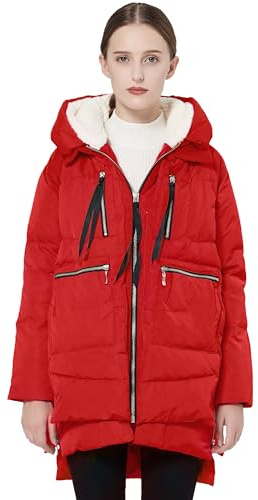 Orolay Women's Thickened Down Jacket Red Small