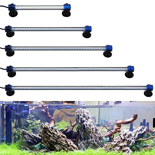 BPS - Luce bianca/blu a LED impermeabile per acquario, per vasca, con morsetto, luce per l’illuminazione delle piante dell'acquario, di diverse tensioni e lunghezze