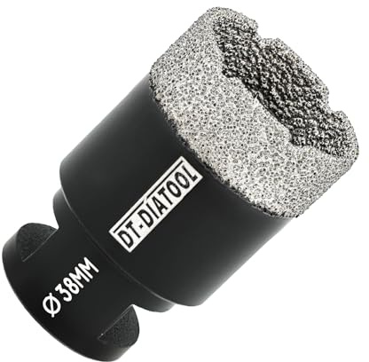 DT-DIATOOL Diamond Drill Bit 38mm Hole Saw for Dry Drilling Tile Porcelain Marble Ceramic Granite