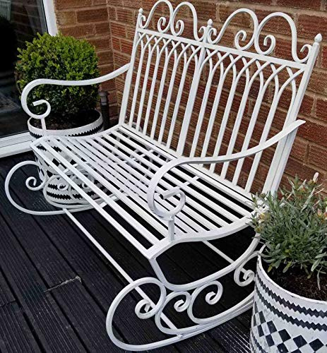 SK Style Metall-Gartenschaukelbank, klassisches Design in Weiß