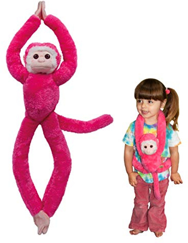 EcoBuddiez Tree Huggers - Rosa Totenkopfaffen von Deluxebase. 72cm hängendes Stofftier aus recycelten Plastikflaschen. Umweltfreundlich und weiches Plüschtier und perfektes Kuschelgeschenk für Kinder