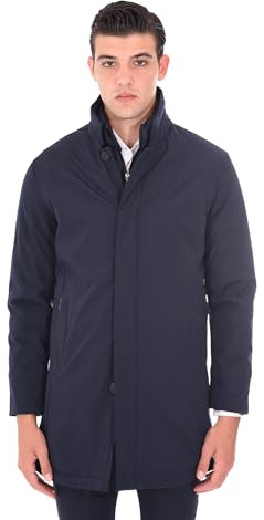 Ciabalù Giaccone Invernale Uomo Elegante Slim Fit Cappotto in Tessuto Tecnico Impermeabile (3XL, Blu)