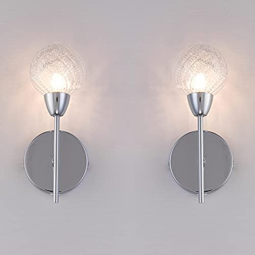 HARPER LIVING Modern Wall Lights Set of 2, BOLLA Wall Lamp with On/Off Switch, G9 Bulb Cap, Polish Chrome Wall Sconce Lights for Living Room Bedroom Hallway Hotel(Bulb NOT Included)