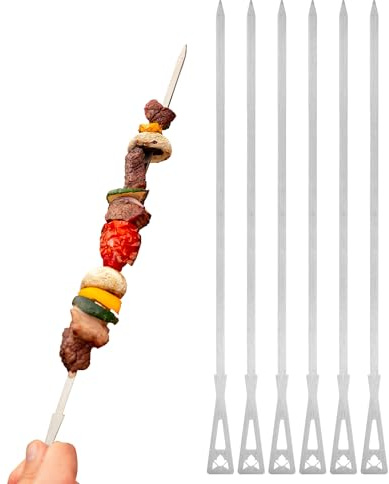 FENNEK Grillspett långa | med förvaringspåse | grilltillbehör av rostfritt stål | Made in Germany | 6 stycken