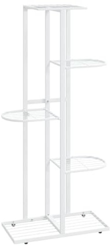 vidaXL Soporte de Flores de 5 Estantes Plantas Maceta Exhibición Salón Sala de Estar Habitación Oficina Exterior Decoración de Metal Blanco 43x22x98cm