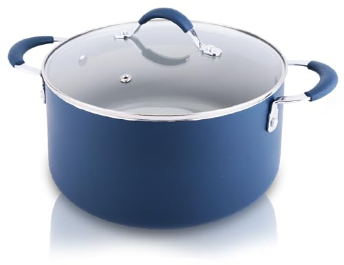Dutch Oven Pot with Lid - Non-Stick High-Qualified Kitchen Cookware with See-Through Tempered Glass Lids, 5 Quart (Works with Models: NCCW14SBLU & NCCW20SBLU) - NutriChef NCCW14SBLUDOP
