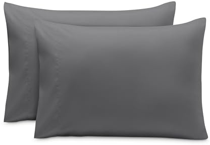 Bare Home Microfibre Pillowcase Set Standard Size - 2 Pack Pillow Cases - Lightweight - Cooling - Soft Brushed Microfibre - Pillow Covers (50x75, Grey)