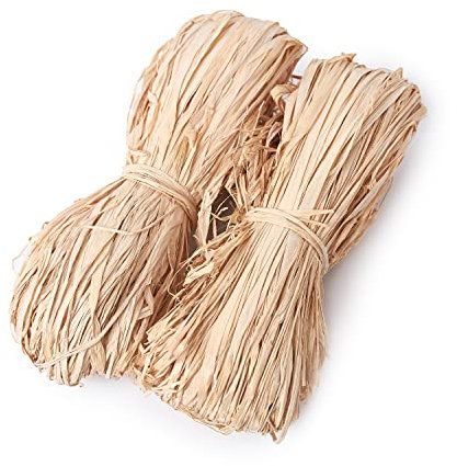 100 g natürliches Bast-Papierband, Bastband, perfekt für Bastelarbeiten, Weben oder Blumensträuße, Dekoration, Weihnachtsbast, Geschenkpapier, insgesamt 2 x 50 g