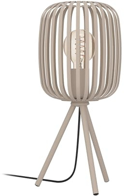 EGLO Tischlampe Romazzina, Stativ Nachttischlampe | Dreibein Tischleuchte aus Metall in Sandfarben, Deko Schlafzimmer, Wohnzimmer Tisch Lampe mit E27 Fassung