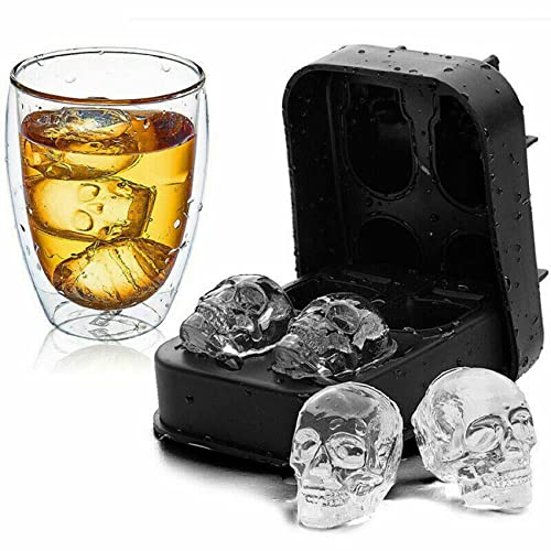 Bac à Glaçons en Silicone - Moule Tête de Mort Avec Couvercle Pour Whisky, Cocktail, Chocolat - Skull DIY Réutilisable