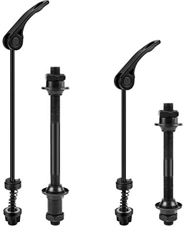 JSMTKJ 1 Paar Fahrrad Hohlwelle Schnellspanner Fahrrad Achse Set Fahrradspieße Hinterrad Hohlachse Fahrrad Vorderradachse für 20, 22, 24, 26, 28 Zoll Fahrradachsen(Schwarz)