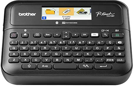 Brother PT-D610BT Versatile Desktop Label Printer | P-Touch Desktop Labeller | QWERTY Keyboard | Highly durable labels up to 24mm wide, UK Plug