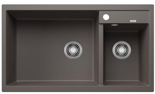 BLANCO METRA 9 Fregadero de granito de granito de color gris silcán | tipo de montaje: instalación desde arriba | lavabo principal a la izquierda | para armarios inferiores de 90 cm de ancho | lavabo