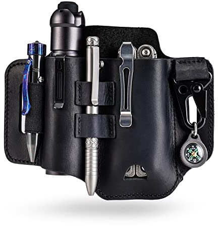 VIPERADE PJ35 EDC Gaine en Cuir Gaine Multi-Outils avec 3 Poches, étui à Outils Gaine de Ceinture de Couteau Gaine de Lampe de Poche pour multioutils/Gaine de Couteau pour Leatherman-Noir