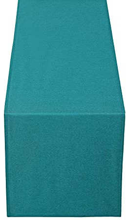 Leinen Optik Tischläufer Läufer Eckig 40 x 100 cm Petrol Türkis Abwaschbar Wasserabweisend Fleckschutz Pflegeleicht mit Saumrand