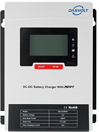 DASVOLT®, 12 V 50 A DC/DC MPPT Ladegerät mit integriertem Eingang für Doppelbatteriesystem Mehrstufiges Laden SRNE MD1250N05 Gel- und Lithium-Batterien für Wohnmobile Autos Boote Yachten