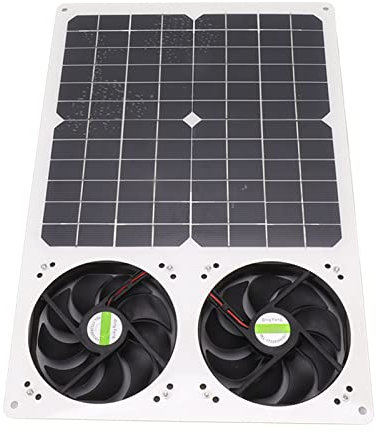 Solarbetriebener 40-W-Panel-Lüfter-Kit, Wasserdichter Auspuff 6-Zoll-tragbarer Solar-Vent-Dual-Lüfter für Hühnerställe, Gewächshäuser, Schuppen, Hühnerställe, Hundehütten