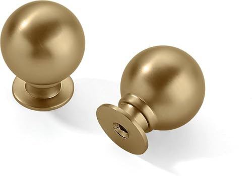 Cabdm 15-pack, 25 mm, skåpknoppar i massiv champagne-brons, stora kraftiga lådknoppar, metallvara för köksskåp, vintageknoppar, låddrag