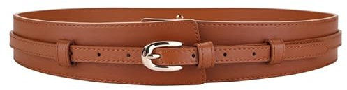 Breiter Kummerbund for Damen, schwarzer Taillenkorsettgürtel, Dame, lässiger Rock, Knöpfe, dekorativer Bund, Abnehmbarer Gürtel aus PU-Leder (Size : 80cm, Color : Brown)