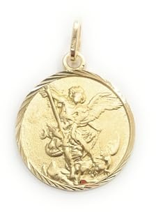 Médaille Pendentif Saint Michel Archange en Argent Sterling Couverture Or 18 ct Saint Michel Archange, défendez-nous dans la lutte.