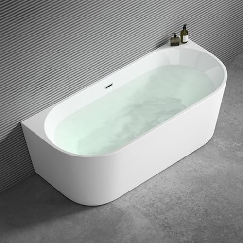doporro Freistehende Badewanne oval 170x75x58cm Weiß Acryl-Standbadewanne | Design-Badewanne in Weiß mit PopUp-Ventil, Überlauf & ergonomischer Form – wärmeisolierend & pflegeleicht Vicenza519OA