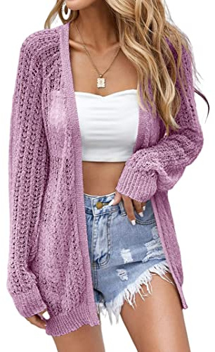 XuBa Cardigan estivo da donna, leggero, sottile, a maniche lunghe, da spiaggia