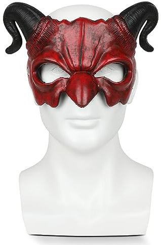 stepsin Ziege Ram Hörner Maske Schaf Schädel Maske Teufel Dämon Tier Bull Schädel Maske Halloween Maskerade Cosplay Kostüm Requisiten