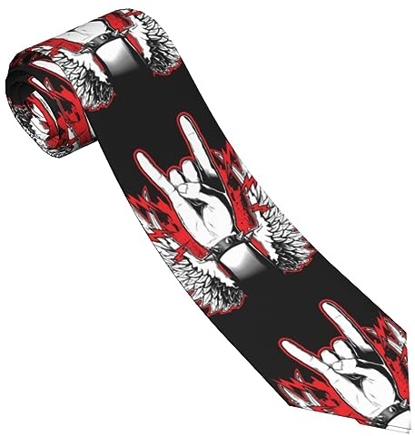 ZORIN Cravates Rock and Roll pour homme en soie fine 8 cm pour fête de mariage, remise de diplôme, Noir , taille unique