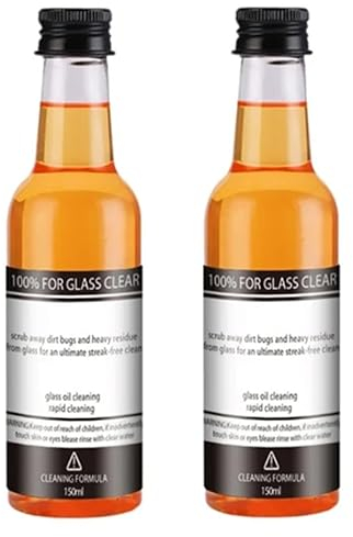 Ölfilm-Entferner für Glas, Auto Glas ölfilm Reiniger, Automotive Glasreiniger, Fleckenentferner für Autoglas, Autoglas Ölfilmentferner, Kraftvoller Oil Film Remover for Glass, 150ml (2Stück)