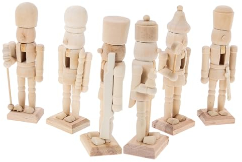 DRESSOOS Soldat Holz Figuren 6 Stück 12cm Unbemalt Selbstgemacht Bastelset Leere Puppe für Kinder Malen Dekorieren Weihnachtsdeko Schreibtisch Ornament Handwerk Zubehör