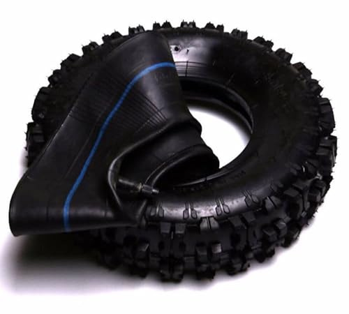 Reifen 4.10-6 – Stollenreifen inkl. Schlauch, Ersatzteil für Kinderquad, Bollerwagen und Rasentraktor, 6 Zoll, max. Belastung je Reifen 80 kg, Schwarz