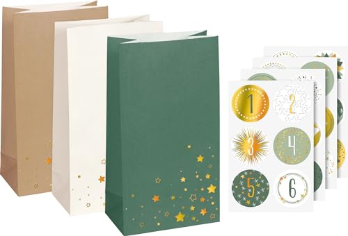 Heyda Adventskalender-Set Sterne beidseitig bedruckt 28 Teile Papier Groß