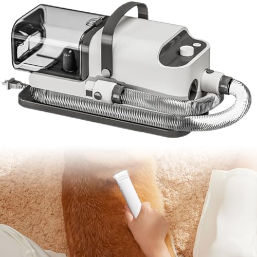 Kit aspirapolvere per toelettatura cani, tosatrice professionale per cani 5 in 1, aspira peli al 99%, bassa rumorosità, 4 livelli HP, deshedding peli gatti cani animali domestici, 1,8 l