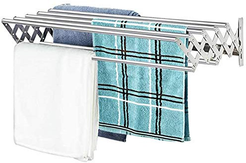 LONGSAI Airer Clothes Drying Rack Wall Mount Space Saver Fold Away Racks Stainless Steel Mounted Laundry Easy to Install Design for Room/Bathroom Tower Clotheshorse Marriage, 60cm