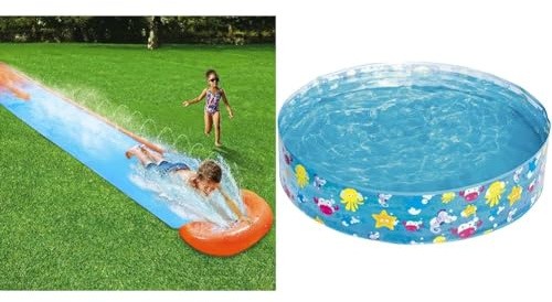 Bestway H20GO Single Lane Slip and Slide | Inflatable Water Slide for Kids and Adults & Sea Creature Paddling Pool Kiddie Swimming Pool, Inflatable Above Ground Pool