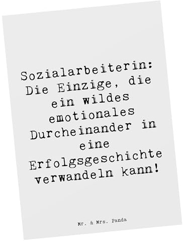 Mr. & Mrs. Panda Postkarte Spruch Sozialarbeiterin Erfolg - Geschenk, Ansichtskarten, Veränderungen, Expertise, Grußkarte, Berufspassion, Berufe, bildkarte, Hilfeleistung, Postkarten, Handarbeit