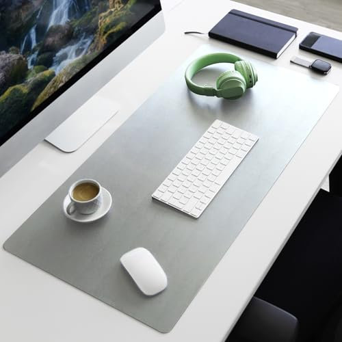 Floordirekt Schreibtischunterlage aus Kunstleder - Schreibtisch Unterlagenmatte, Tischauflage für Büro und Schule, Mousepad Schreibunterlage, Schreibtischmatte Nero (Silbergrau, 120 x 60 cm)