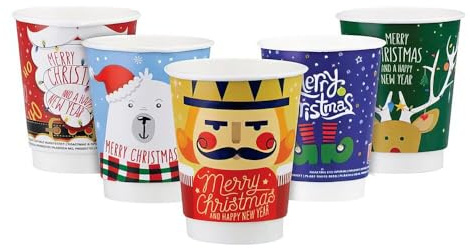 VEPATIM 125 Pappbecher Heißgetränkebecher doppelwandig WEIHNACHTSMIX 200ml (max 270ml)