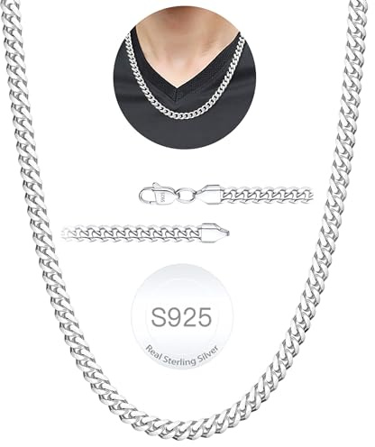Rajputana Silber Kette Halskette für Männer 8mm Silber Kubanische Verbindung Kette für Herren Junge Silber Männer Chains Halsketten Robuste Kandare Schmuck Geschenke 24 Zoll