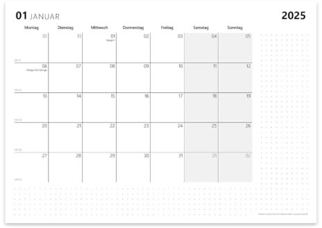 PuK Monatsplaner 2026 | Monatskalender 2026 DIN A4 Quer Block | Feiertage und Kalenderwochen | Minimalistischer Kalenderblock Planer 2026 Termine und Notizen (DIN A4)