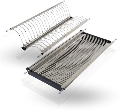 AZERODESIGN-Escurreplatos-Escurridor de Platos-Bandeja Escurreplatos-Escurridor de Platos Acero Inoxidable-Escurridor sobre Fregadero-330mm Profundidad-Varios Largos a Elegir (MÓDULO 50)