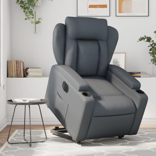 IKAYAA Elektrischer Sessel mit Aufstehhilfe Fernsehsessel Elektrisch Verstellbar Relaxsessel Kunstleder Aufstehsessel Relaxliege mit Liegefunktion Schlafzimmer Liegesessel Wohnzimmer Lesesessel