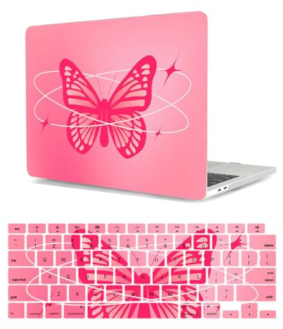 HLAAJJX Hülle für MacBook Pro 13 Zoll Retina Display Case Modell A1425 A1502 2015-2012, Plastik Laptop Hartschale Schutzhülle Cover & EU QWERTY Tastaturschutz,Schmetterling