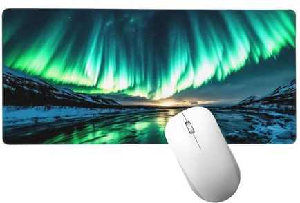 Tapis de Souris Aurore Tapis de Souris XXL 1400x600 mm, Grand sous Main Bureau Gaming avec Bords Surpiqués et Dos Antidérapant, Scène Mouse Pad Gamer pour Clavier et Souris, Cadeaux pour Hommes H-731