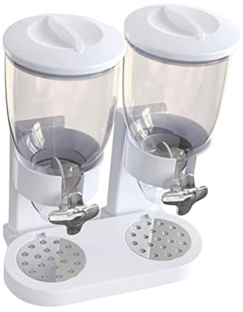 LOVIVER Boîte à distributeur de céréales Conteneur de cuisine Organisateur de cartouche pour petit-déjeuner pour petit-déjeuner Contexte de rangement de, Double Tasse Blanche