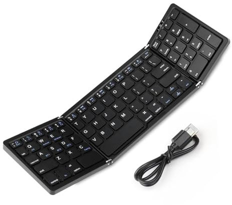 Foldable Keyboard - Wireless Compact Typing Pad, Multi-Device Keyboard | Tri-Folding Bluetoth with Silent Keys, Ergonomic Design for Tablets, Smartphones, Travel, Offices Use