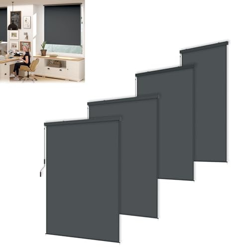UISEBRT Senkrechtmarkise 120 x 250 cm für Balkon & Terrasse – Wetterfester Sicht- & Sonnenschutz mit Handkurbel – Vertikalrollo für außen & innen – Balkon sichtschutz mit PU-Beschichtung – Anthrazit