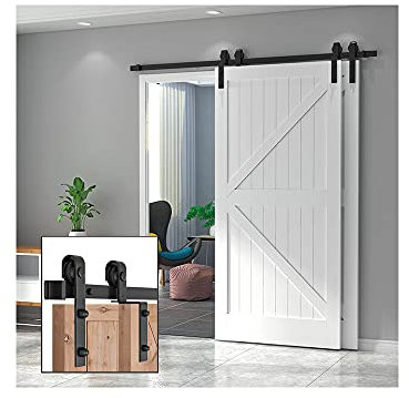 Schiebetür-Set, 3,6 m, robuste Hardware für Doppeltüren, maximale Breite 183 cm, rustikaler Stil, einfache Installation, komplettes Schiebetürsystem