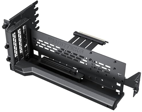 Phanteks Premium PCIe Gen5 Vertikale GPU-Halterung Schwarz | Verstellbare Grafikkartenhalterung mit PCI-Express 5.0 x16 Riser-Kabel und RGB-Beleuchtung