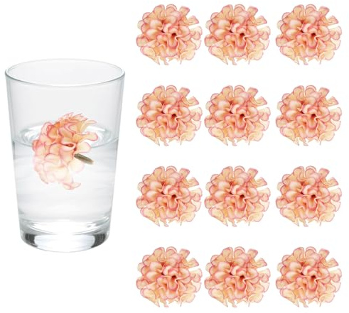 sourcing map Lot de 12 fleurs flottantes pour centres de table, fleurs d'hortensia orange et violet en soie synthétique pour bougies flottantes, vases, remplissage de fête, maison, table, mariage